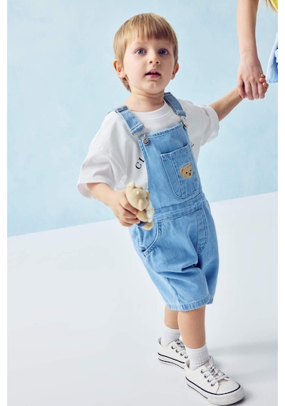 Defacto Ayıcılıklı Ayıcıklı Jean Tulum Erkek Bebek H2840A526SM Mavi