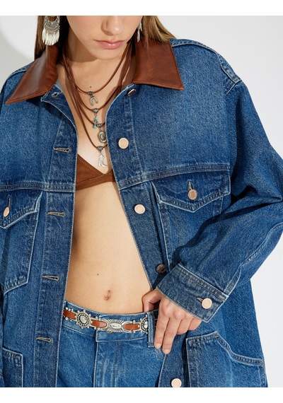 Koton Koton X Zeynep Bastık - Oversize Uzun Kot Ceket Suni Deri Yaka Detaylı Cepli Orta İndigo 5wal50057md İndigo Indıgo Koton Koton X Zeynep Bastık - Oversize Uzun Kot Ceket Suni Deri Yaka Detaylı Cepli Orta İndigo 5wal50057md İndigo Indıgo
