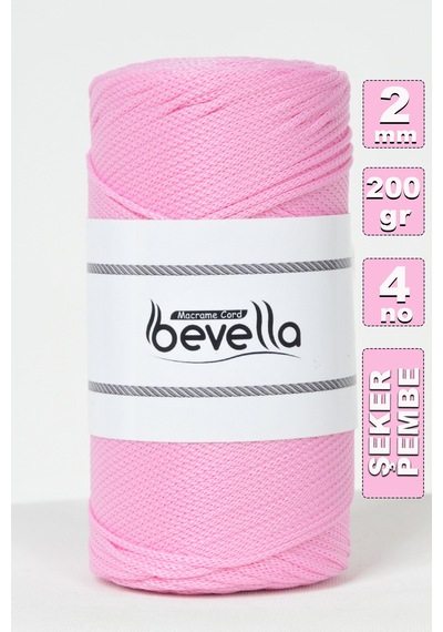 2 Mm - 200 Gr Polyester Şeker Pembe Makrome Ipi Polyester Makrome Ip Supla Ip Ve Çanta Ipliği