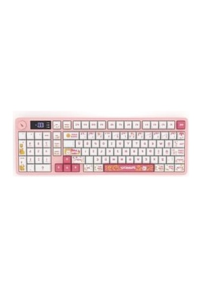 Hawk Gaming Hk258 Membrane Lcd Rgb Kablosuz/bluetooth Siyah Turuncu Full Türkçe Gaming Klavye Beyaz Pembe