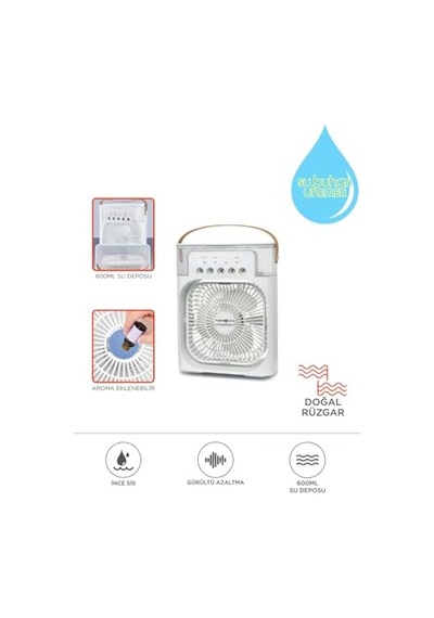 Vantilatör Mini Fan 5 Spreyli Su Püskürtmeli 600 Ml Buhar Makinesi Soğutucu Özellikli