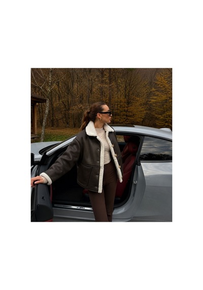 Verymoda Nubuk Yakası Kürklü Mont F1553 Haki Krem