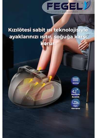 Fg-513 6d Isıtmalı Ayak Masaj Aleti, Derin Yoğurma Ve Hava Basınçlı Kumandalı Masaj Aleti Beyaz