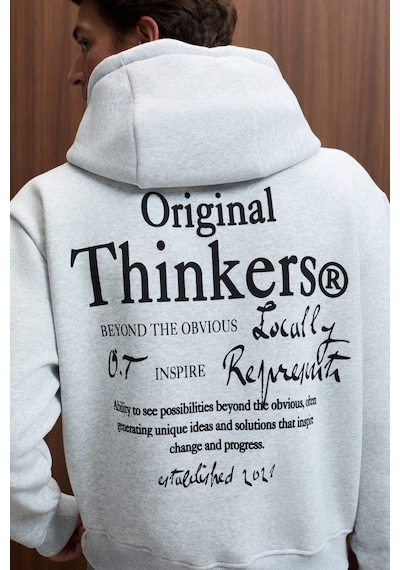 Grımelange PASCAL Erkek Kapüşonlu Kanguru Cepli Önü Ve Sırtı Baskılı Regular Fit Grimelanj Sweatshirt