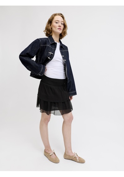 Jack & Jones Kadin Yüksek Bel Mini Etek - Lana - 12294607 Siyah
