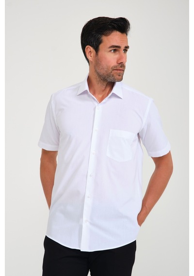 Fitmens Erkek Klasik Kısa Kol Terry Cotton Düz Hediye Kutulu Gömlek - Bey
