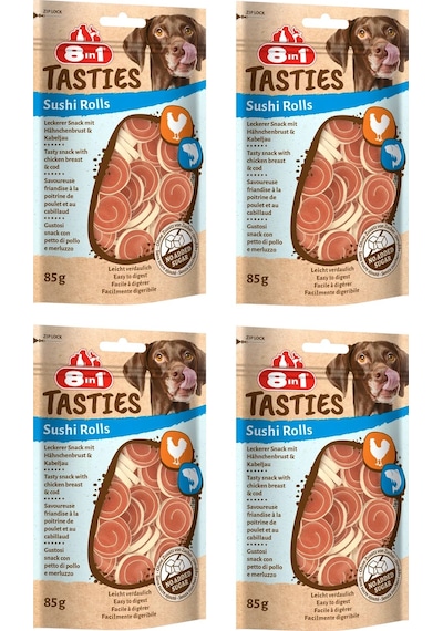 8in1 Tasties Sushi Rolls Tavuk ve Balıklı Köpek Ödülü 4 x 85 G