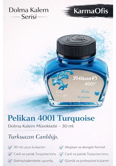 4001 Turquoise Dolma Kalem Mürekkebi 30 Ml Canlı Turkuaz Diğer