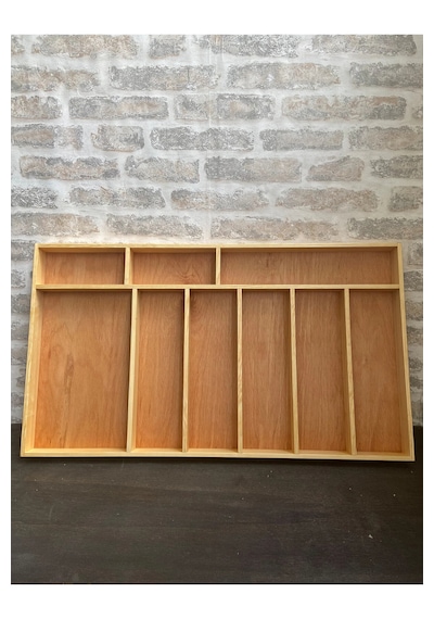 80x45 Cm Masif Ahşap Çekmece İçi Kepçe Maşa Ve Servis Gereçleri Düzenleyici Organizer