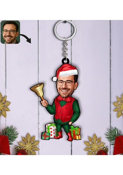 Bk Gift Kişiye Özel Erkek Yılbaşı Karikatürlü Ahşap Anahtarlık -17, Yeni Yıl Hediyesi, Yılbaşı Hediyesi Kobitmeyencom35818 Bk Gift