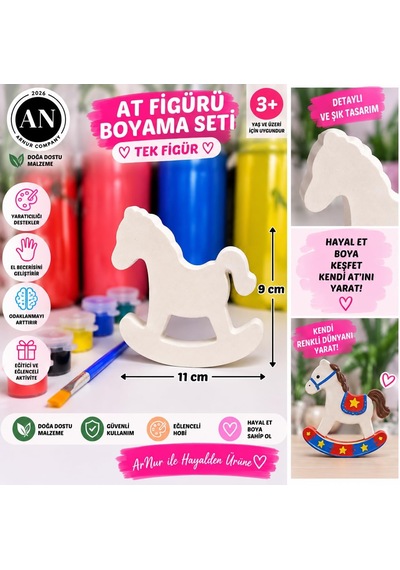 3'lü Unicorn Ve At Taş Boyama Seti
