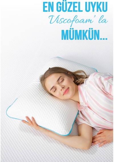 Viscofoam Yüksek Boyun Destekli Ortopedik Yastık Tombul Visco Yastık - 59x39x15.5cm