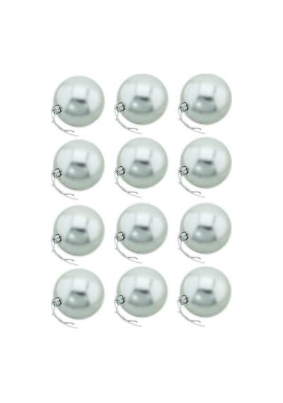 2 Adet Yılbaşı Süsü Metalize Top Gümüş 3 Cm 12'li Diğer