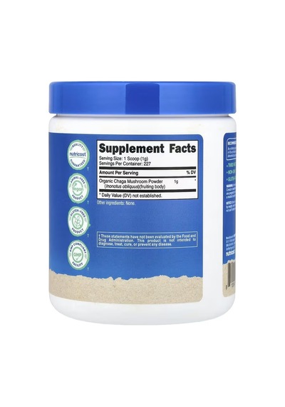 Nutricost Organic Chaga Mushroom 227 Gr. - Organik Chaga Mantarı Takviye Edici Gıda