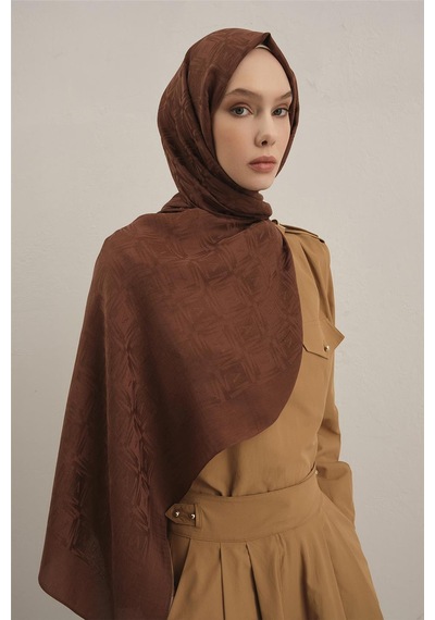 Armine Lyocell Naia Kare Monogram Şal 6 16 KAhverengi