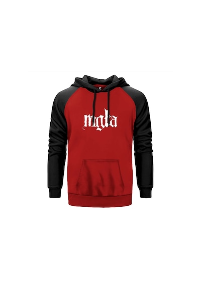 Mgla Logo Kırmızı Renk Reglan Kol Sweatshirt Kırmızı