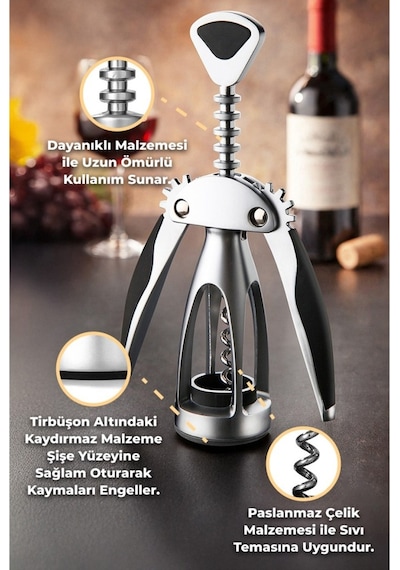 Primanova Gadget Paslanmaz Çelik Penguen Tirbuşon