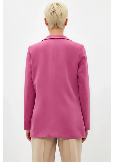 Benerly Kadın Kruvaze Yaka Uzun Kol Regular Kalıp Dokuma Blazer Ceket Fon Pembe