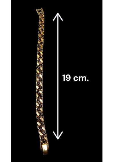 Işıltılı Dokulu Altın Kaplama Gurmet Zincir Bileklik - 19 Cm Takı Aksesuar Gold