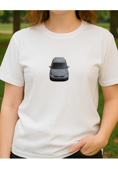Etnik Golf Baskılı T-shirt Beyaz
