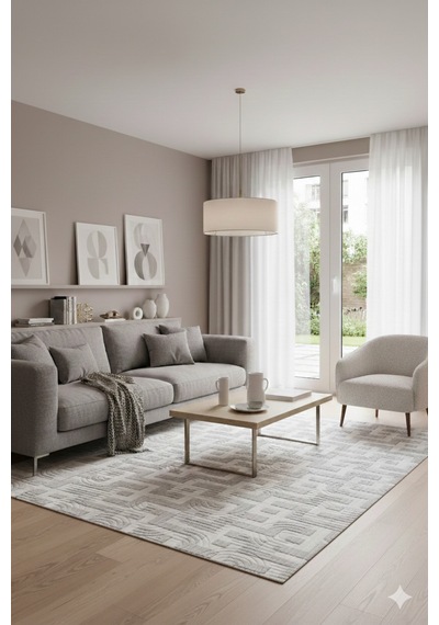 Salon Halısı 6017 Gri Kaymaz Taban Yıkanabilir Leke Tutmaz Özel Ölçü Sade Tasarım Gri - 844194840 Gri