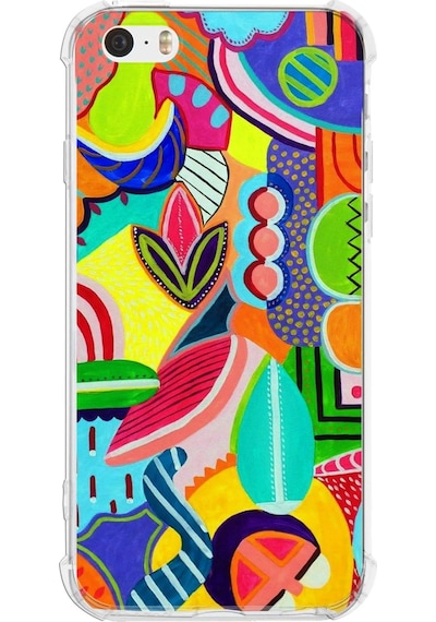 Apple Uyumlu iPhone 5s Retro Color 6 Baskılı Şeffaf Köşe Korumalı Antişok Kılıf