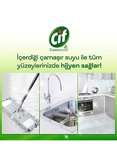 Cif Jel Yüzey Temizleyici Cleanboost Tüm Yüzeyler İçin Leke Çıkarıcı Çamaşır Sulu Bahar Ferahlığı 1500 Ml