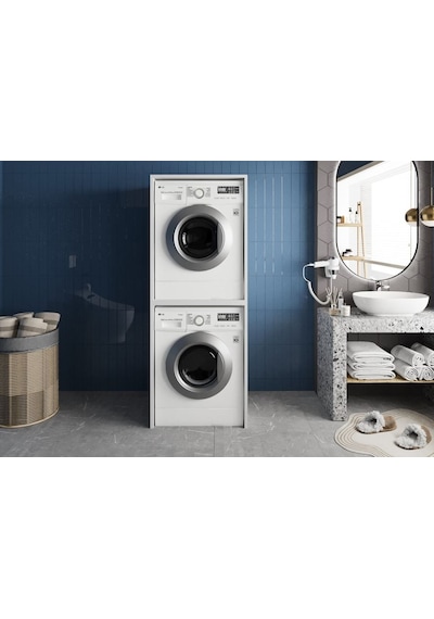 Bohem Çamaşır Ve Kurutma Makinesi Dolabı Banyo Dolabı Beyaz Beyaz