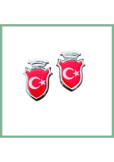 Bşkvirgo Türk Bayraklı Arma Damla Etiket Kırmızı 2'li Bsk2026 Standart