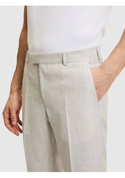 Cacharel Açık Gri Slim Fit Yün Keten Karışımlı Mikro Desen Mono Yaka Takım Elbise