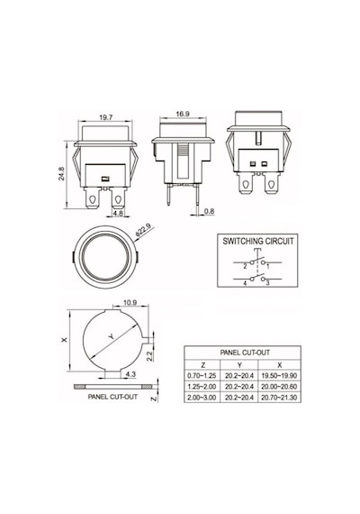 Ic-180n Buton Plastik 22mm 12v 4p Kırmızı