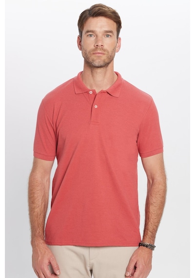 Tudors Erkek Slim Fit Dar Kesim Pamuklu Yumuşak Dokulu Serin Tutan Kumaş Düz Pike Polo Yaka Tişört-31689 KIREMIT