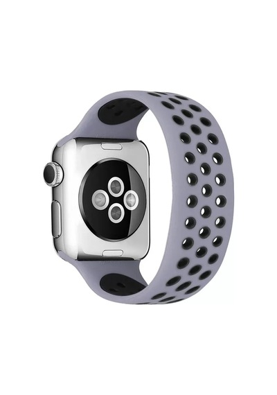 Newface Apple Watch 38mm Ayarlı Delikli Silikon Kordon - Gri-siyah
