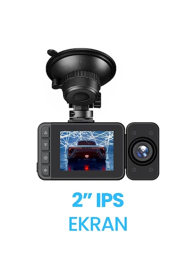3 Kameralı Wifi Ekran Araç Kamerası Fullhd Geniş Ön + Arka + Araç İçi Kamera Hareket Sensörü Ef