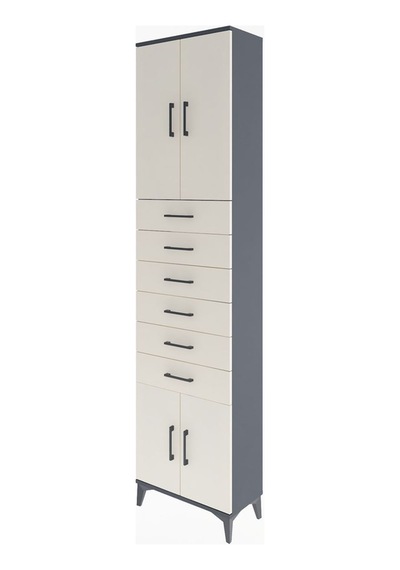 Arges Dolap 3 Raflı 6 Çekmeceli 4 Kapaklı 60x30x243 Antrasit-... Antrasit