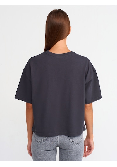 Dilvin Kısa Kollu Pamuklu T-shirt Antrasit