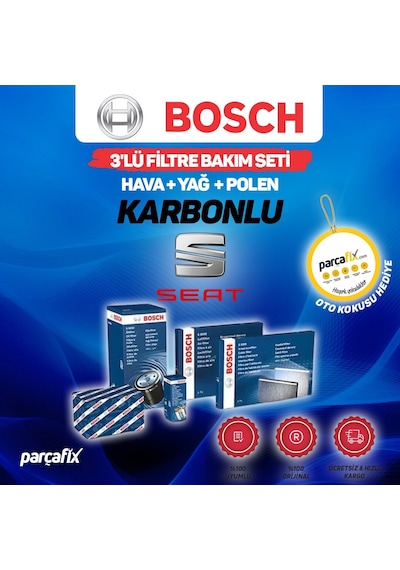 Seat Leon 1.6 Bosch  3'Lü Filtre Bakım Seti 2005-2011 Karbonlu