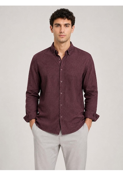 Classics Men Plus Barkod Uzun Kol Slim Fit Erkek Esnek Gömlek - 7681 Bordo Classics Men Plus Barkod Uzun Kol Slim Fit Erkek Esnek Gömlek - 7681 Bordo
