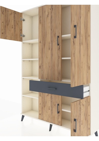 Arges Dolap 8 Raflı Tek Çekmeceli 5 Kapaklı 132x30x195 Aytaşı-çam/antrasit Atlas Çam/antrasıt Arges Dolap 8 Raflı Tek Çekmeceli 5 Kapaklı 132x30x195 Aytaşı-çam/antrasit Atlas Çam/antrasıt
