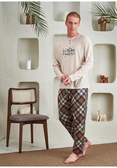 Relax Mode Erkek Patlı Pijama Takım - 10800 Siyah Ekose