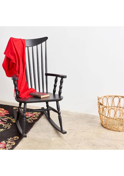 Willlow Rocker Ahşap Sallanır Sandalye Siyah