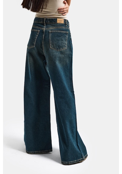 Itsbasic Kadın Koyu Tint Renk Mega Baggy Fit Bol Kesim Denim Jean Koyutint