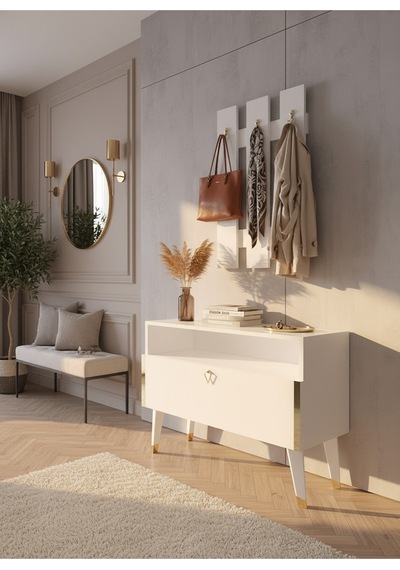 Resital Portmanto Vestiyer - Gp7004-1 - Beyaz Gold Beyaz