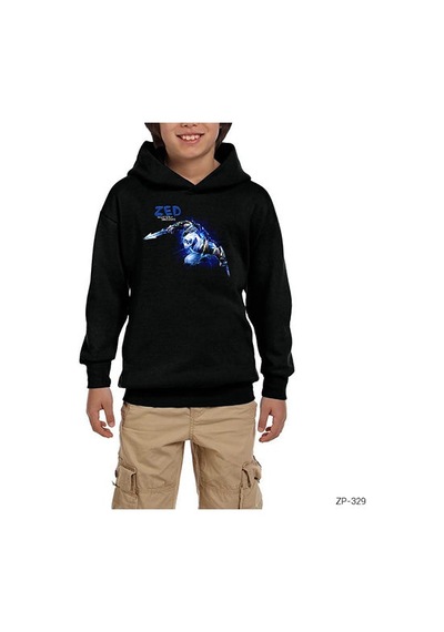 Zepplin Giyim League Of Legends Zed Blue Siyah Çocuk Kapşonlu Sweatshirt