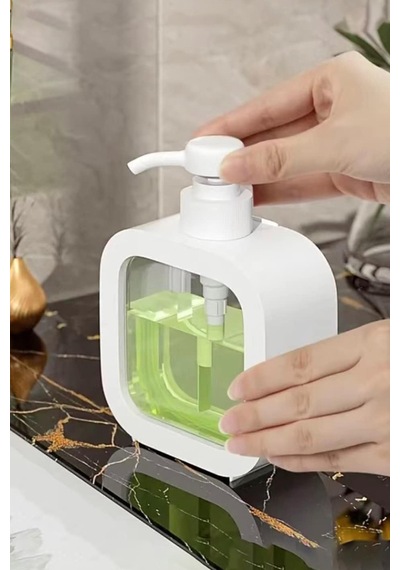 Buççin Online Mağaza 500 Ml Tezgah Üstü Banyo Dekoratif Sıvı Sabunluk Banyo Mutfak Deterjanlık Beyaz Plastik Beyaz Çok Renkli