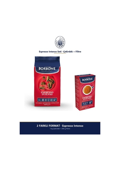 Caffe Borbone Intenso Çekirdek 1 Kg Ve Filtre 250 Gr Set Güçlü İçim İki Yöntem Diğer