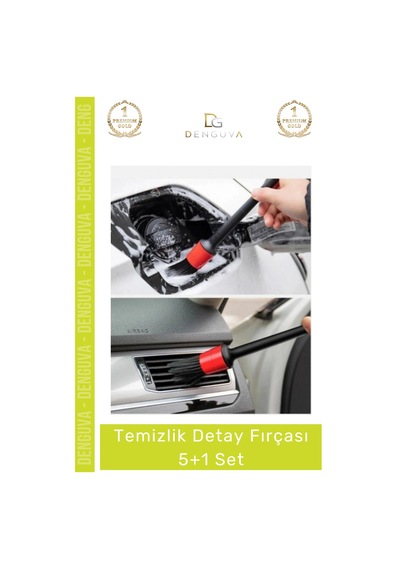 Temizlikfırçası Araba Otomobil Araç Jant Motor Klima İç Dış Bakım Temizlik Detay Fırçası 5+1 Set