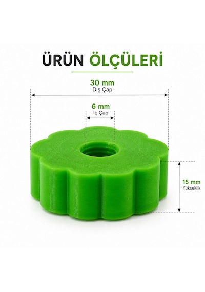 Mottopi Zil Sabitleme Vidası 6 Mm Bateri Zil Sehpası Vidası 4 Adet-yeşil