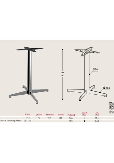Gürçayhırdavat Tablalı Masa Ayağı 11.475 - Taban Çapı 46Cm