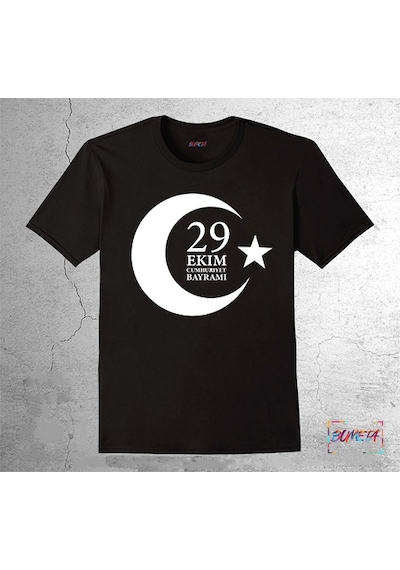 Bumeta Ay Yıldız 29 Ekim Cumhuriyet Bayramı Çocuk T-shirt Siyah